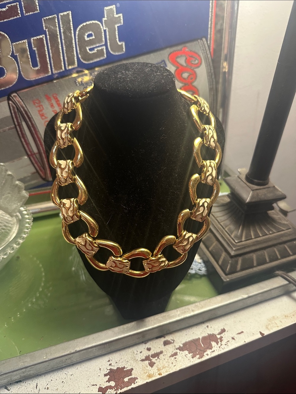 Vintage Givenchy Bold Gold Link Choker Necklace